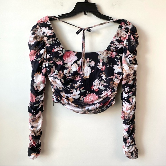 ASTR The Label Erica Floral Mesh Top Black S - Picture 7 of 9